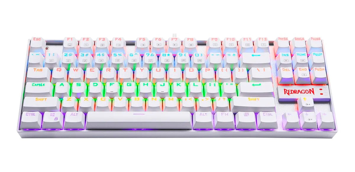 Teclado Mecánico Redragon Kumara White Rainbow - Español, Blanco Teclado Mecánico Redragon Kumara White Rainbow - Español, Blanco